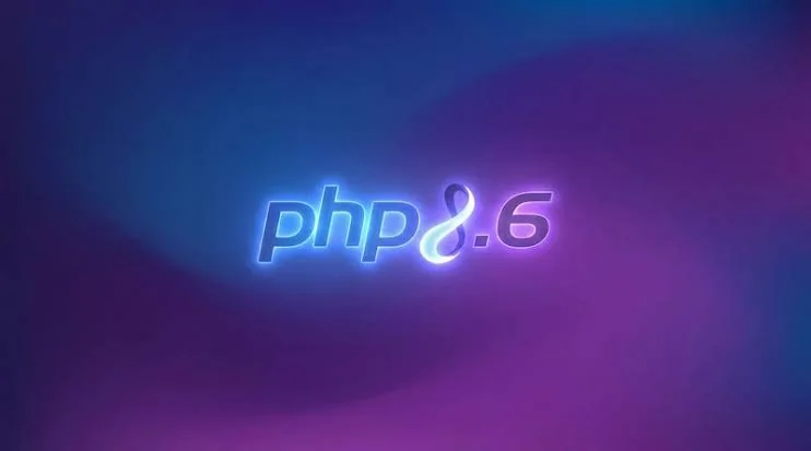 Логотип PHP 8.6 на синем и фиолетовом градиентном фоне